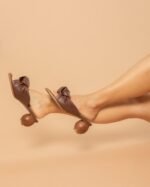 Sandália salto bola (5cms ) - Madeira