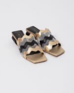 Sandália Copacabana Listrada ouro com preto - Imagem 11